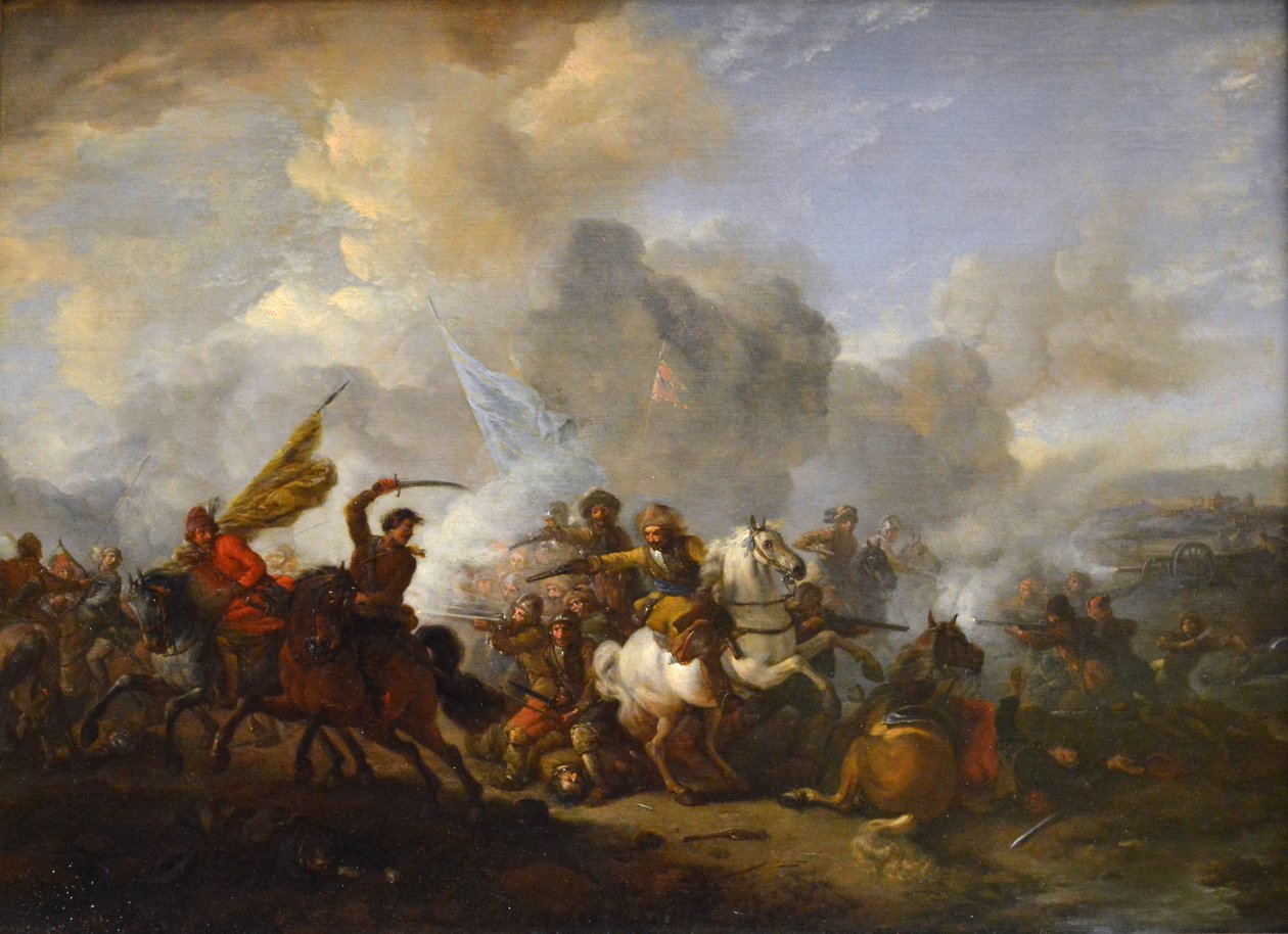 Doğulular ve İmparatorluklar arasındaki atlıların çatışması by Philips Wouwerman