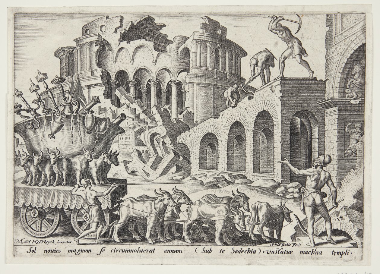Tapınak hazinelerini taşıyan Keldaniler by Philips Galle