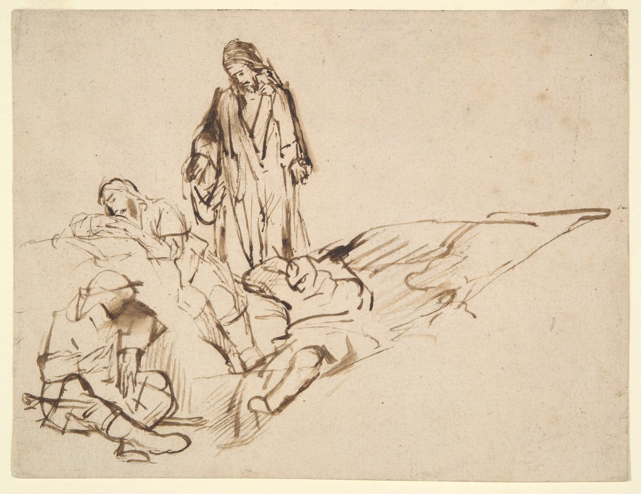 Mesih ve Uyuyan Havarilerin İncelenmesi by Philips Koninck