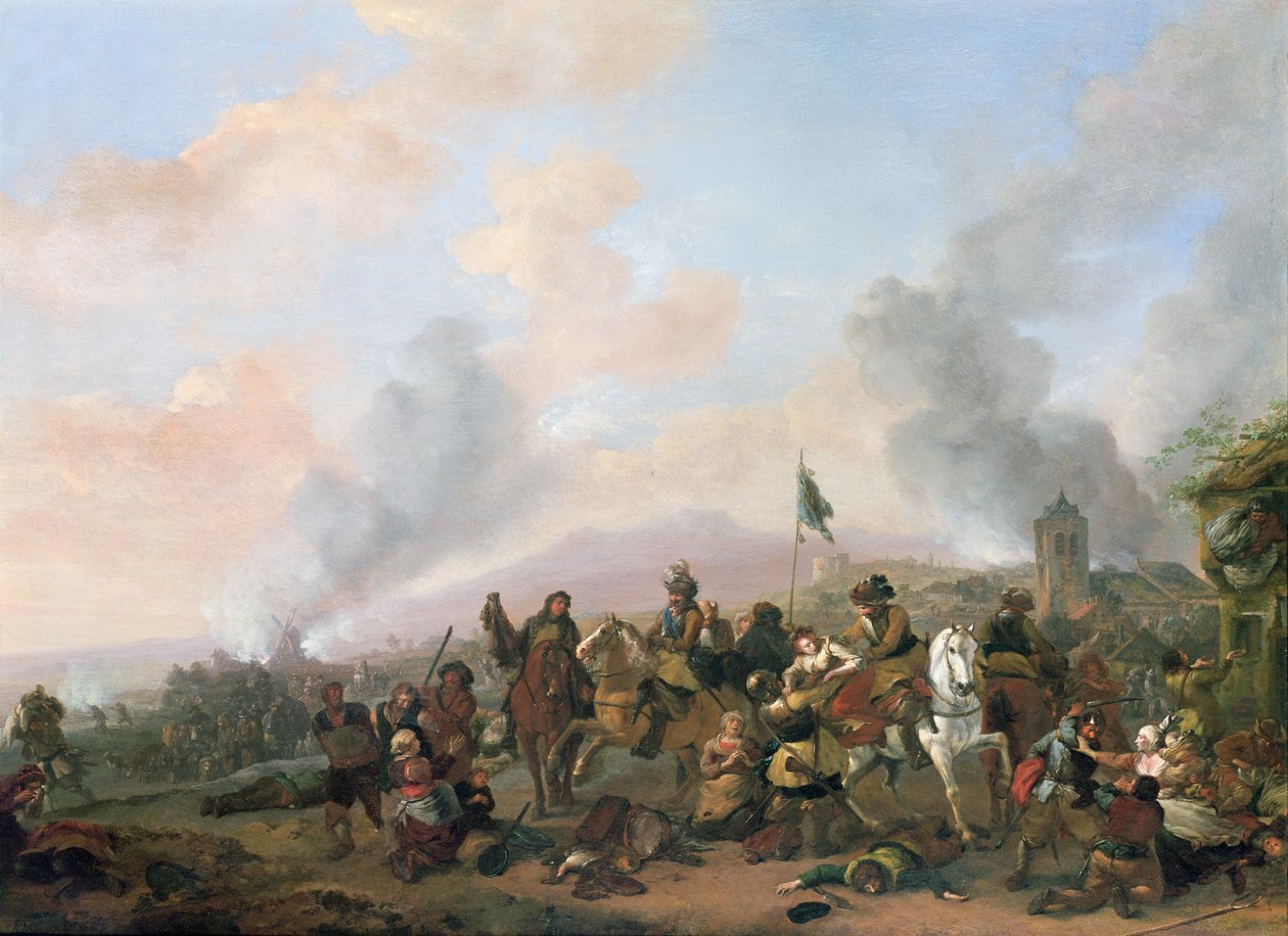 Bir Köyün Yağmalanması by Philips Wouwerman