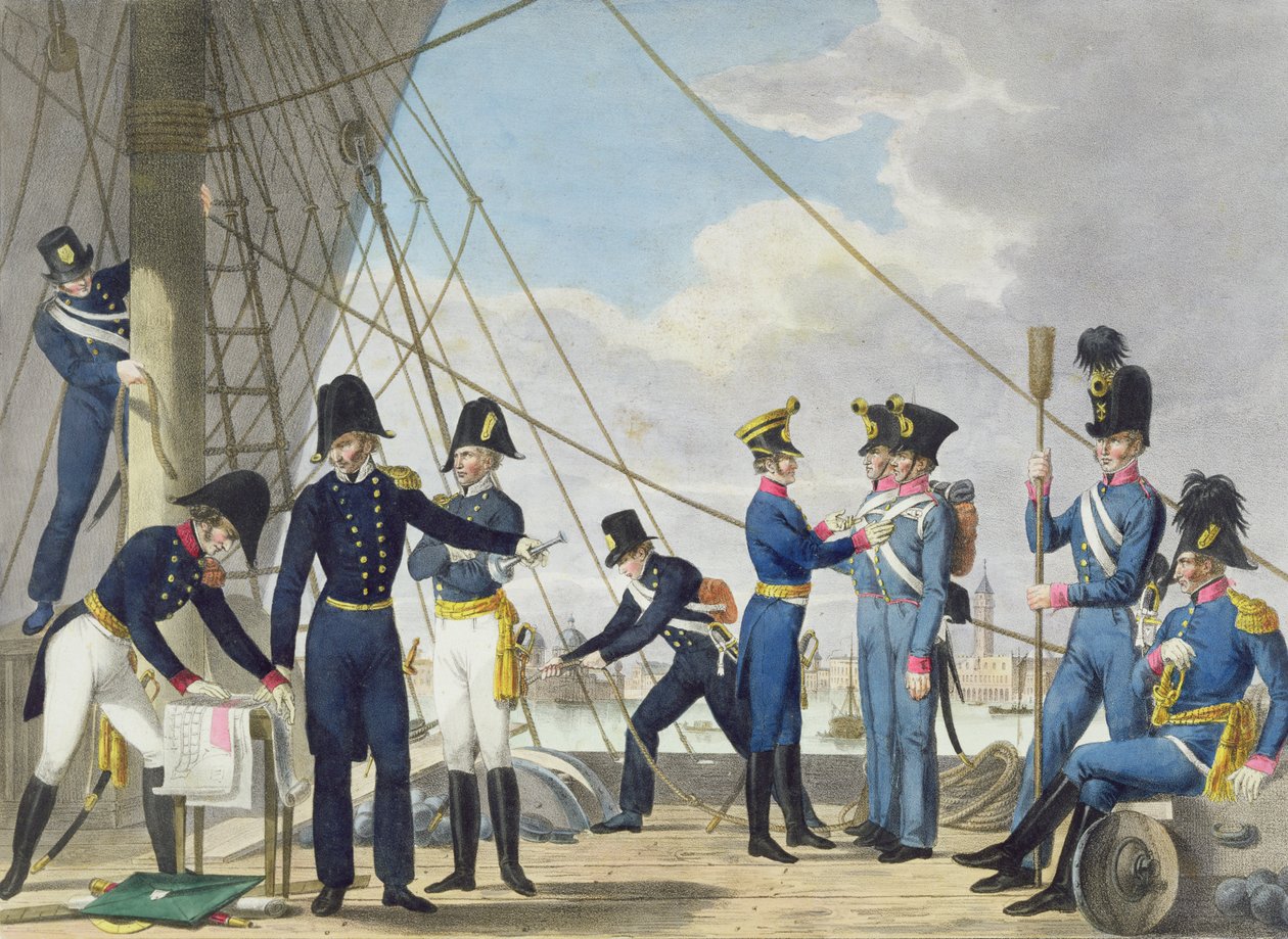 Napolyon Savaşlarından sonra yeni İmparatorluk Kraliyet Avusturya Donanması, c.1820 by Phillip von Stubenrauch