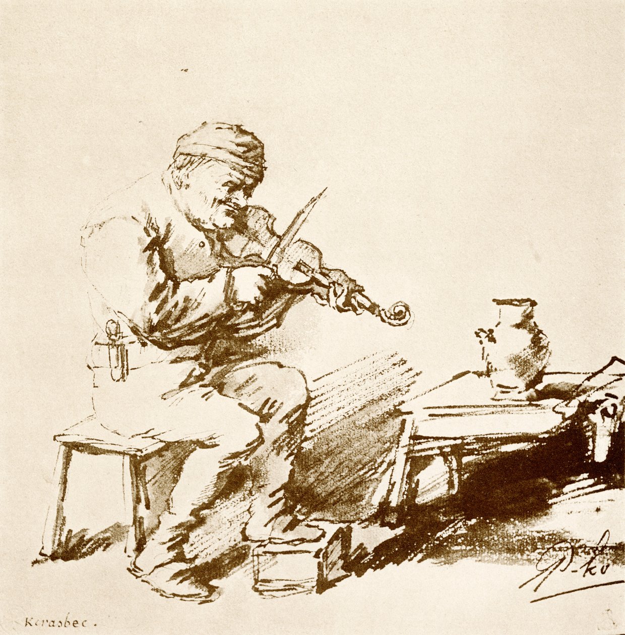 köy kemancısı by Phillips de Koninck