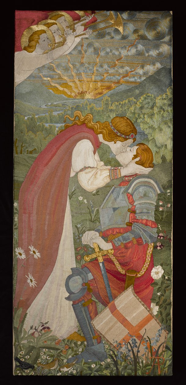 St. George Zırhlı Una Tarafından Öpülüyor, 1914 (ipek ve altın işlemeli) by Phoebe Anna Traquair