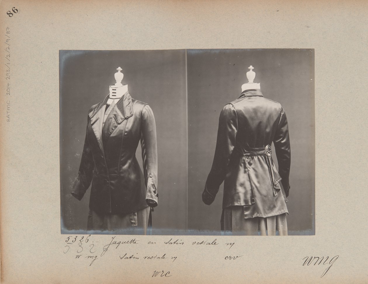 Albüm Sayfası: House of Worth, Jacket by Photographer French