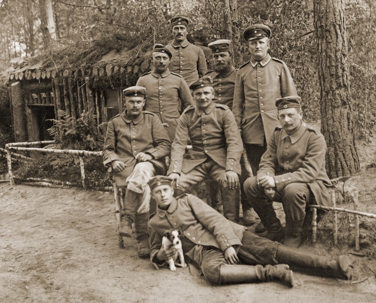 Bir köpek ile Alman askerleri grubu by Photographer German