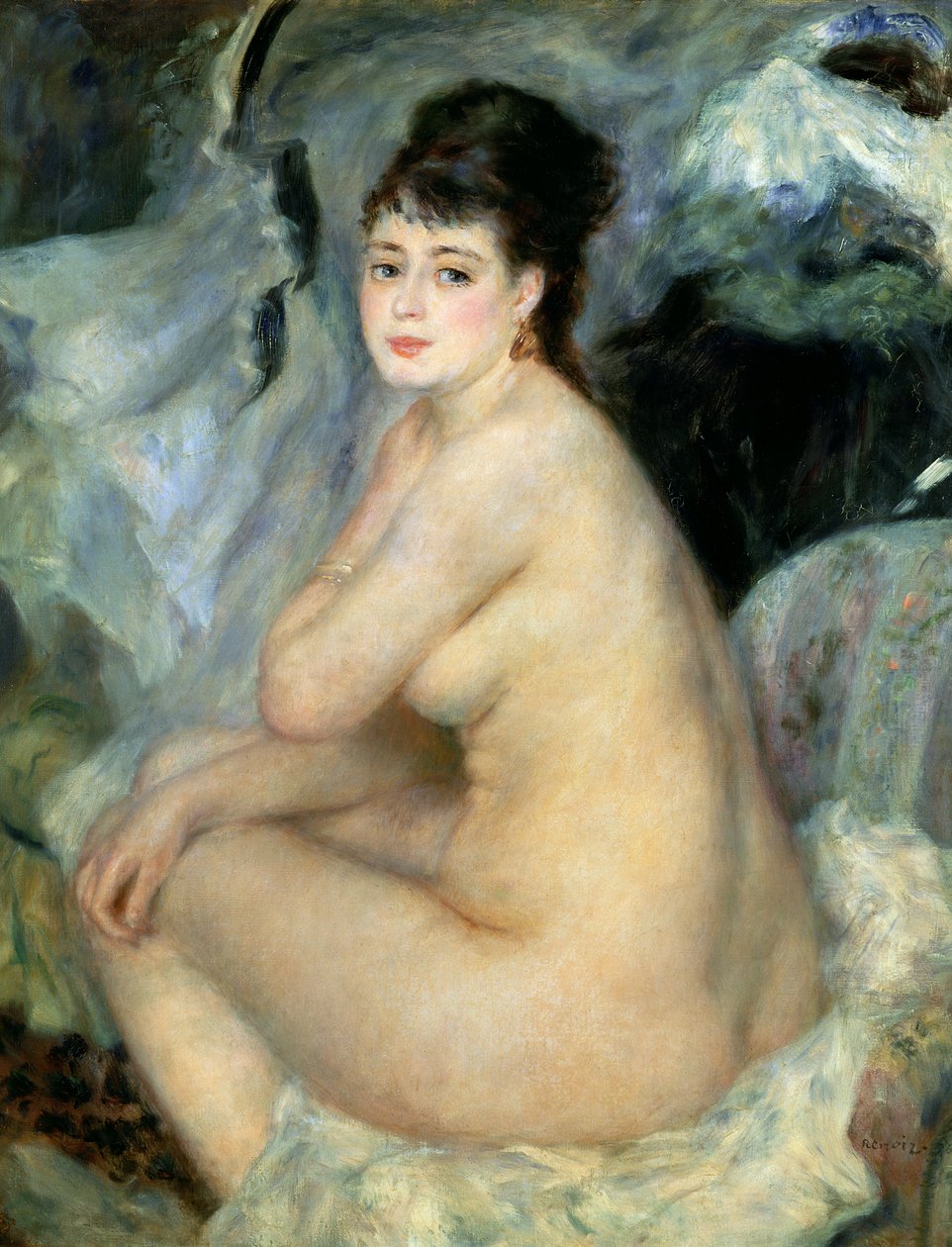 Kanepede Oturan Çıplak veya Çıplak by Pierre Auguste Renoir