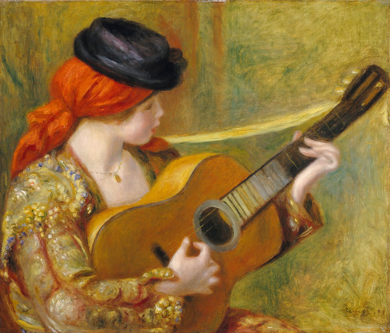 Gitarlı İspanyol Genç Kadın, 1898 by Pierre Auguste Renoir