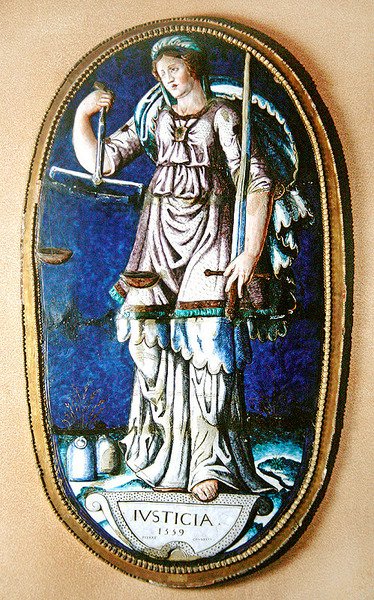 Adalet, 1559 (boyalı emaye) by Pierre I Courteys