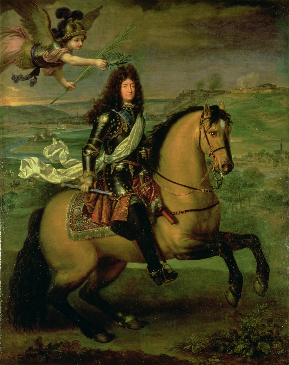 Equestrian Portrait of Louis XIV (1638-1715) Crowned by Victory, c.1692  by Pierre Mignard