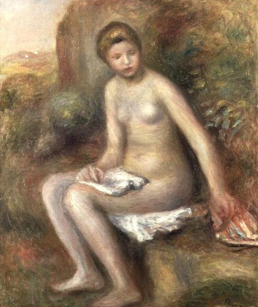 Kayanın Üzerinde Yıkanan by Pierre Auguste Renoir