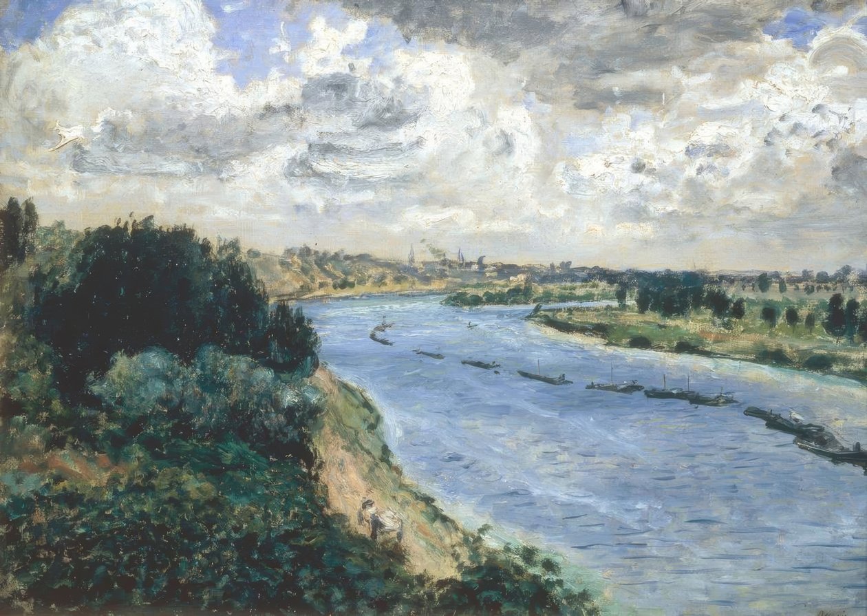 Seine Nehri üzerindeki mavnalar by Pierre Auguste Renoir