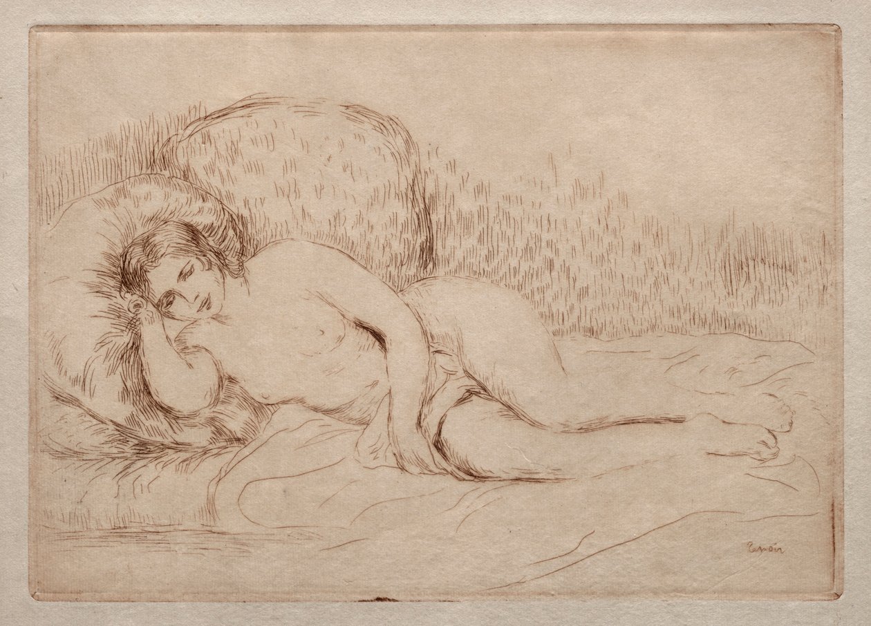 Yatan çıplak kadın, 1906. by Pierre Auguste Renoir