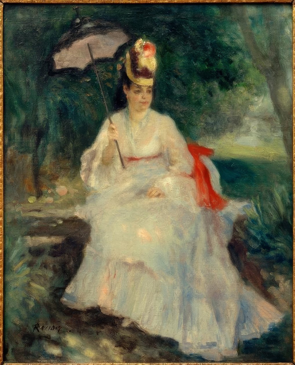 Bahçede şemsiyesi olan kadın by Pierre Auguste Renoir