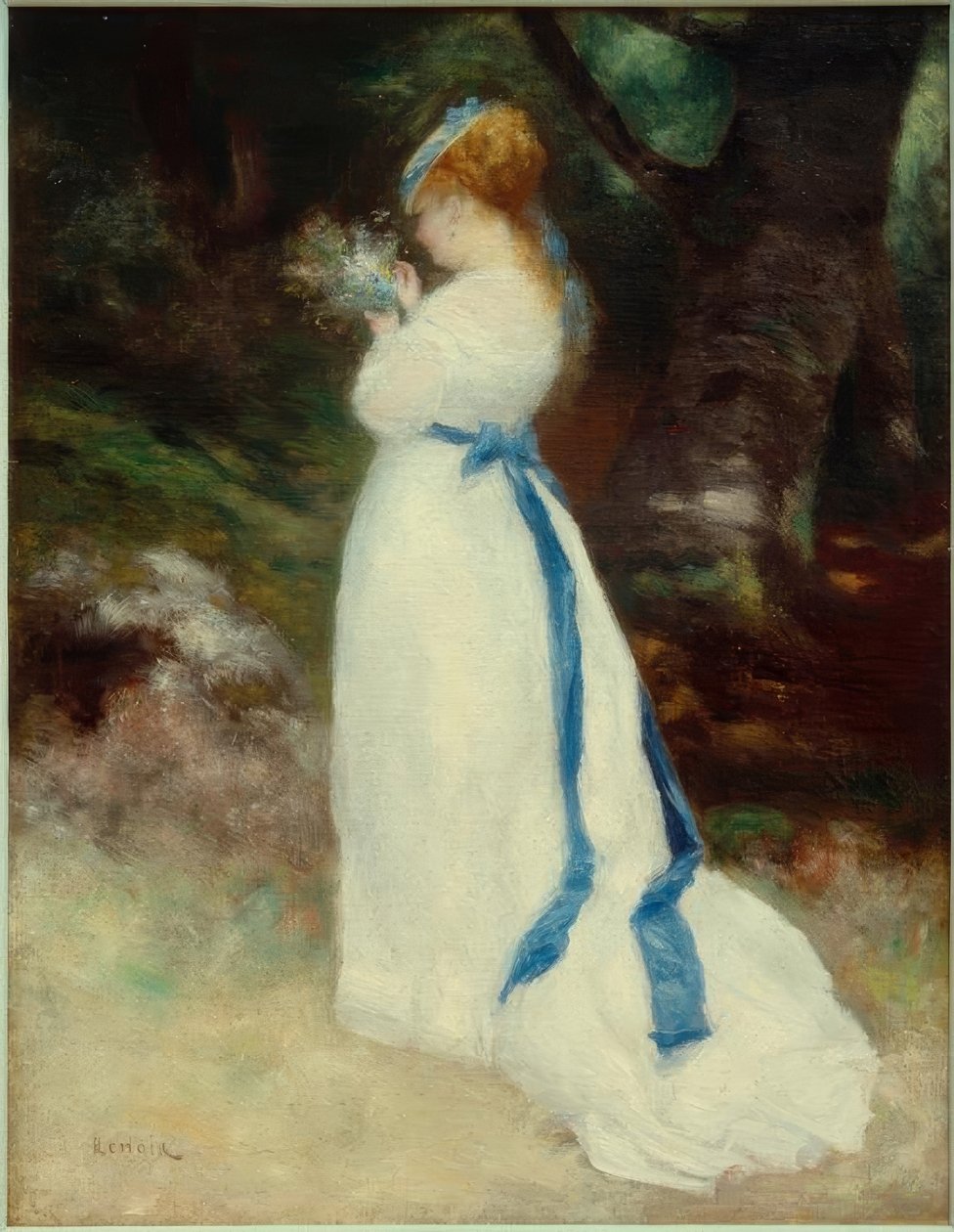 Tarlada bir buket çiçek ile Lise by Pierre Auguste Renoir
