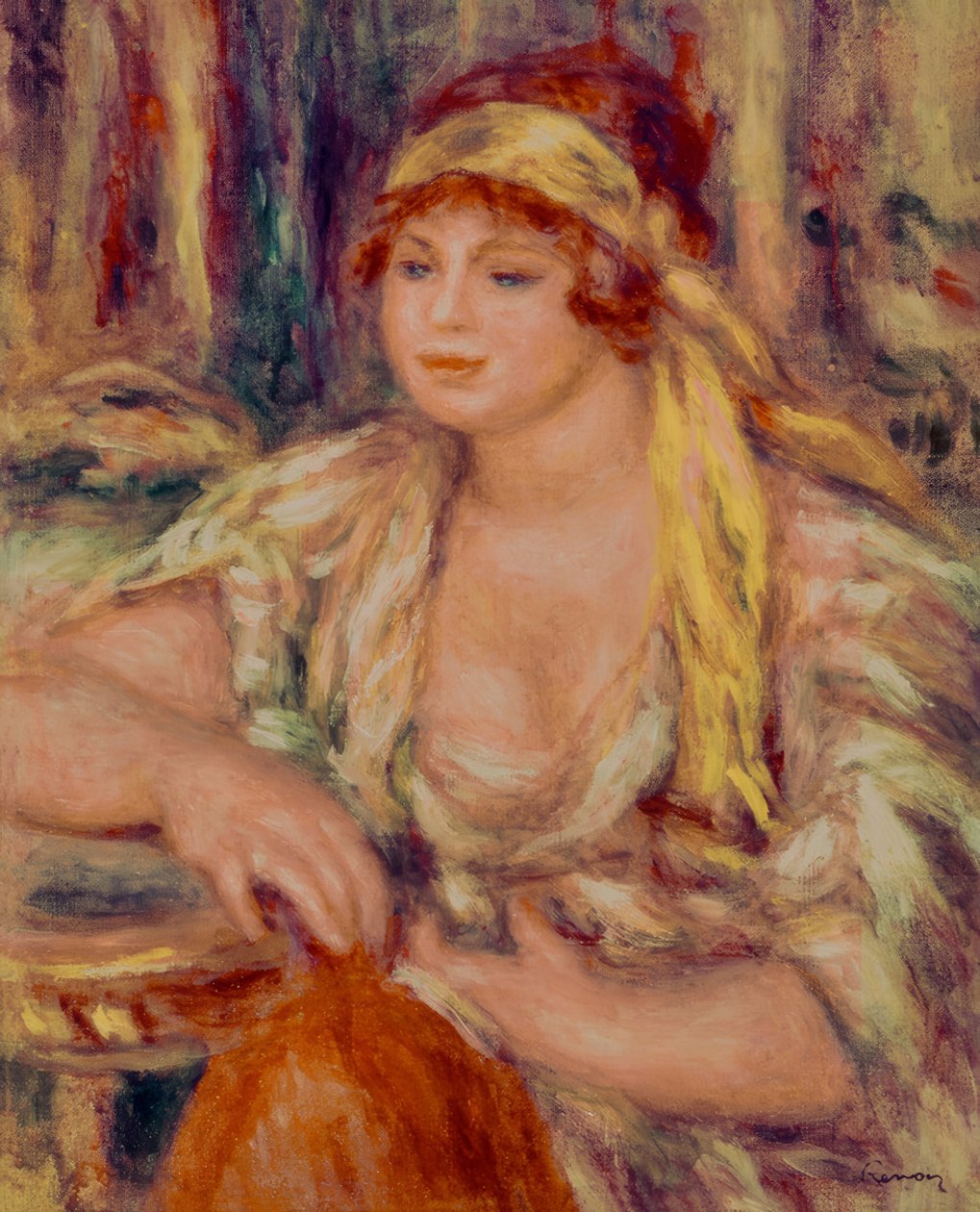 Sarı sarıklı Madam Renoir by Pierre Auguste Renoir