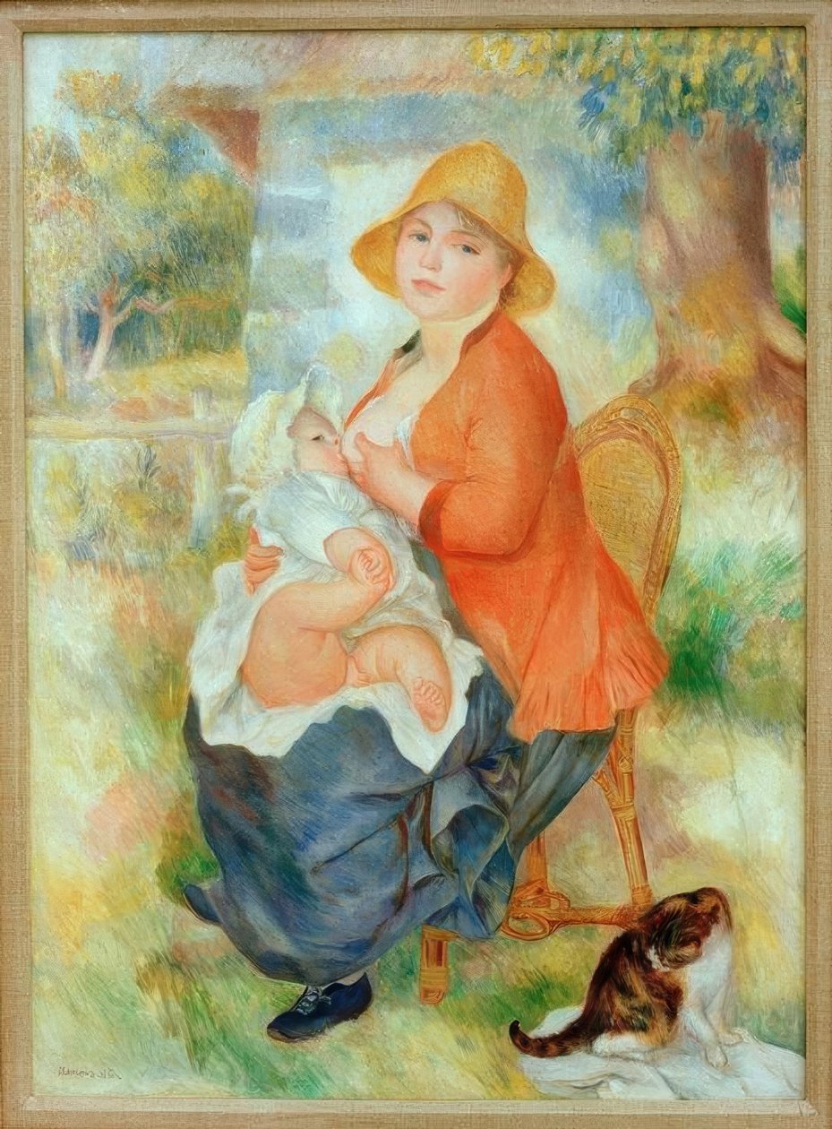 Annelik. çocuğunu emziren kadın by Pierre Auguste Renoir