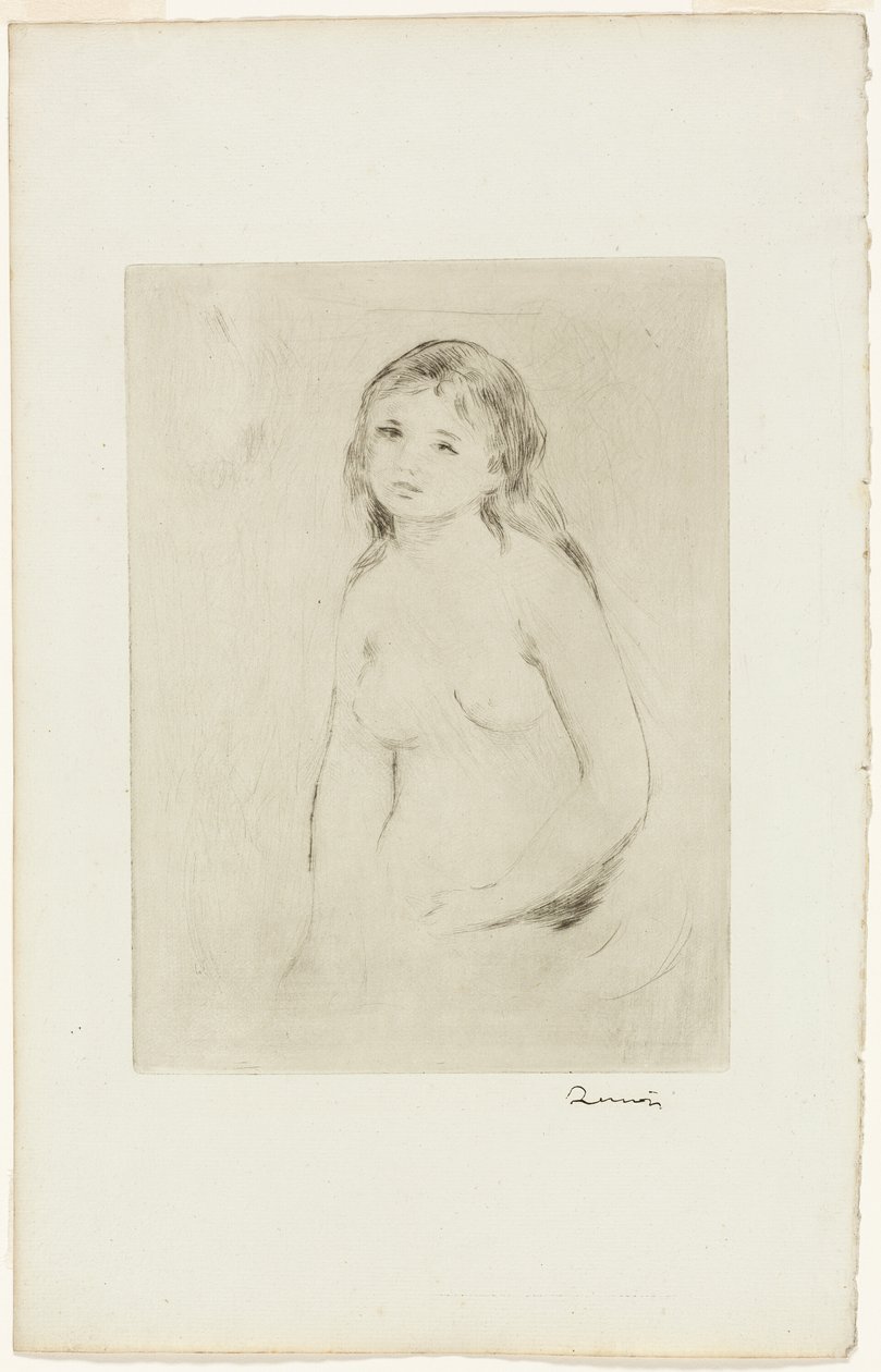 Kadın Yıkanan için Çalışma by Pierre Auguste Renoir