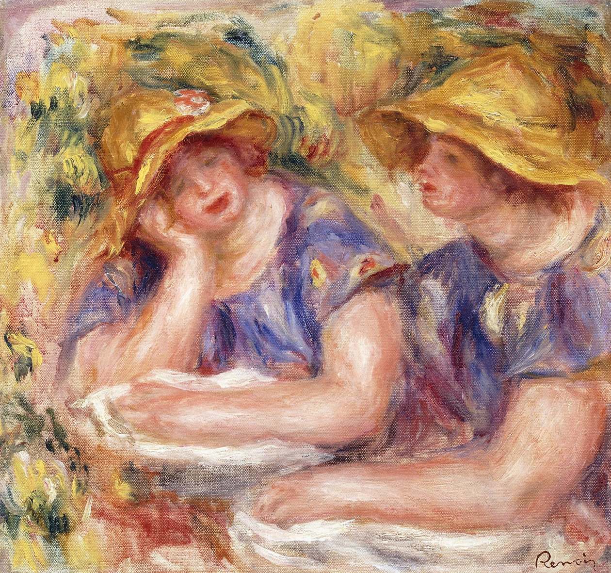 Mavi Elbiseli İki Kadın by Pierre Auguste Renoir