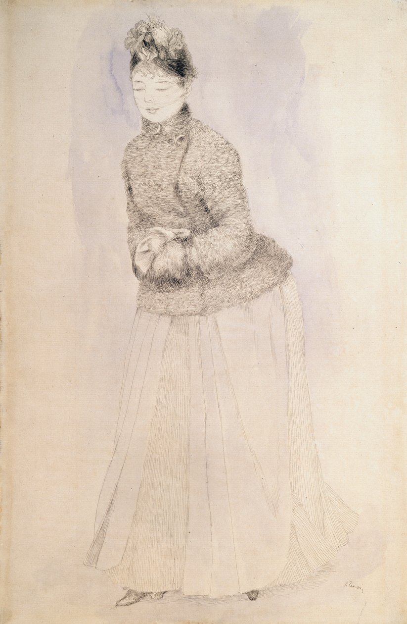 Manşonlu Kadın, c1883-c1884. by Pierre Auguste Renoir