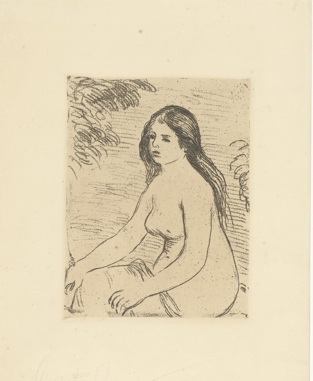 Oturan çıplak kadın femme nue göt by Pierre Auguste Renoir