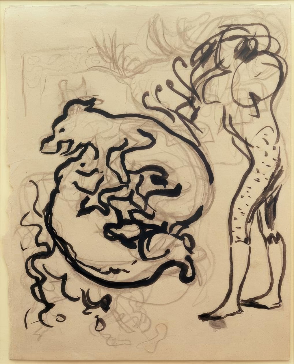 Oynayan köpekler ve bir rakam by Pierre Bonnard