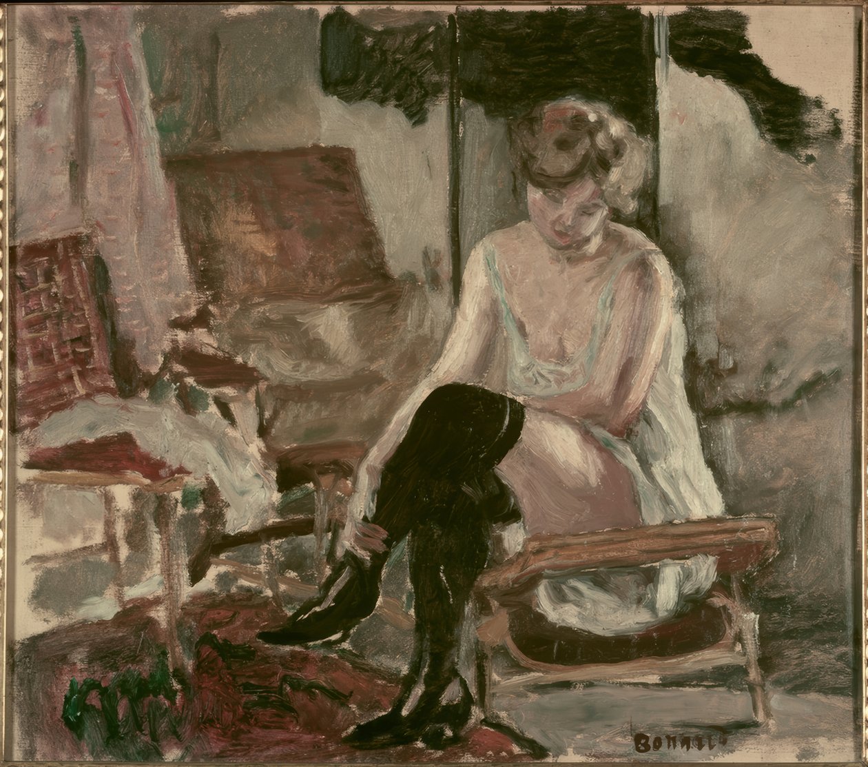 Genç bir kadının uzun şezlongunda çalışması by Pierre Bonnard