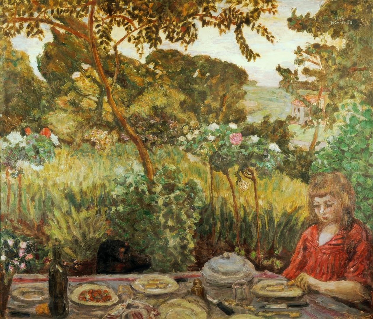 Bahçede yemek sonu by Pierre Bonnard