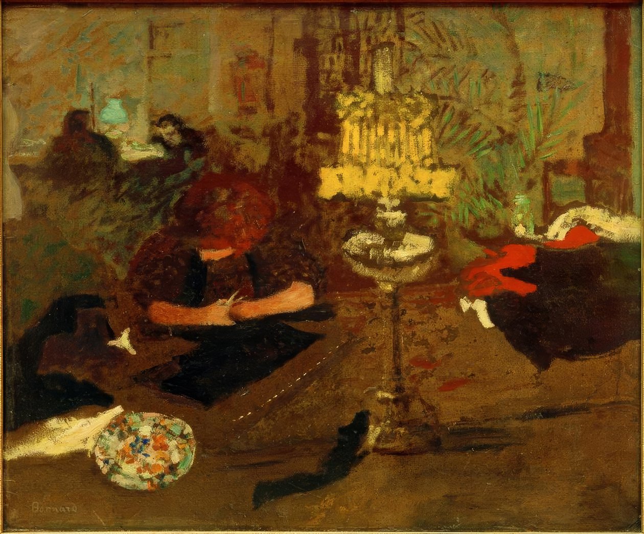 Lambalı genç kadın / lambalı figür by Pierre Bonnard