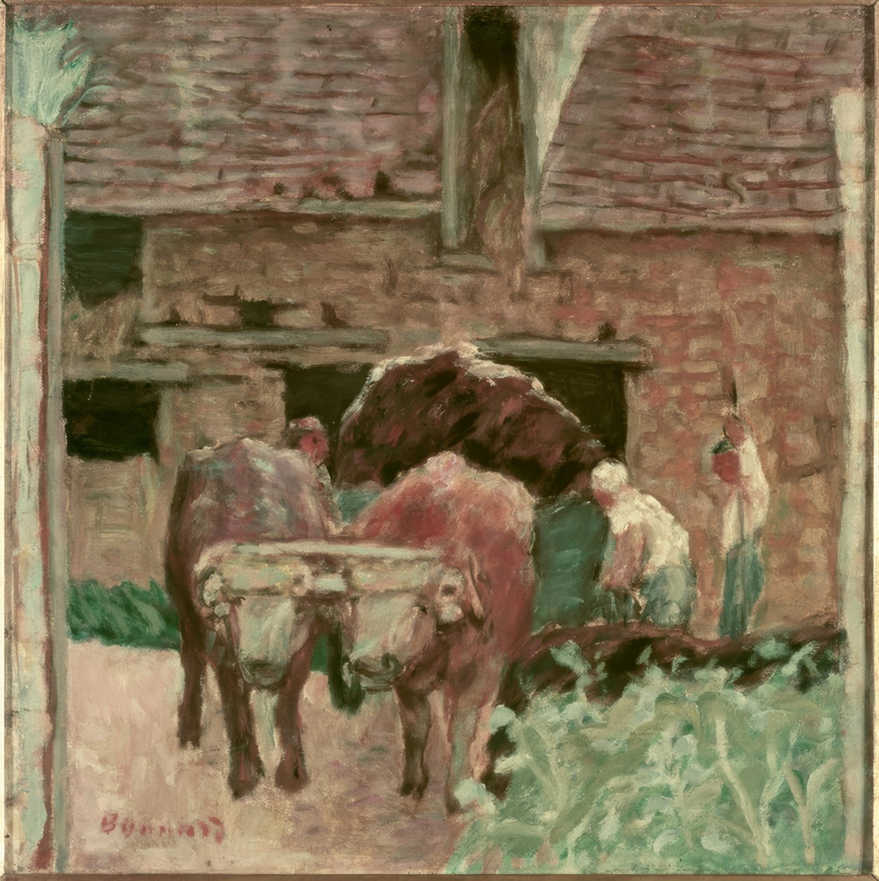 iki öküz ve çiftlik by Pierre Bonnard