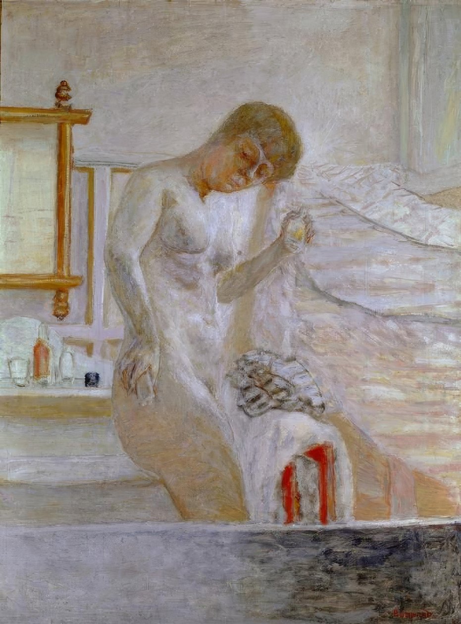 tuvalette çıplak duran by Pierre Bonnard