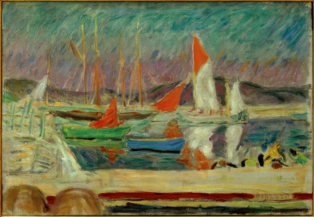 Saint-Tropez limanındaki yelkenli tekneler by Pierre Bonnard