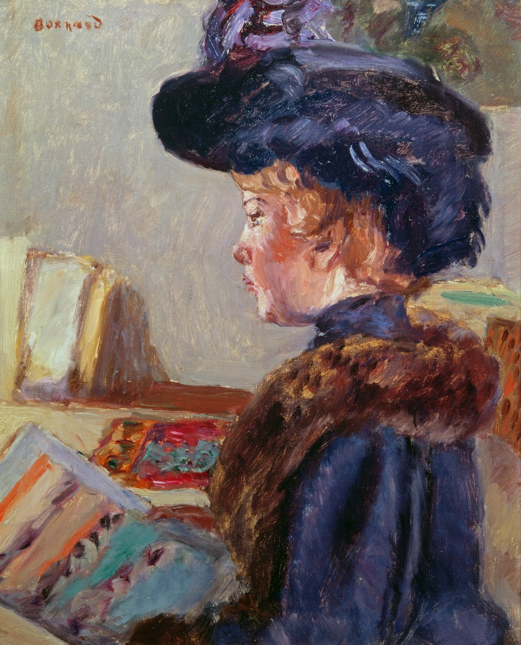 genç kadın, baskı by Pierre Bonnard