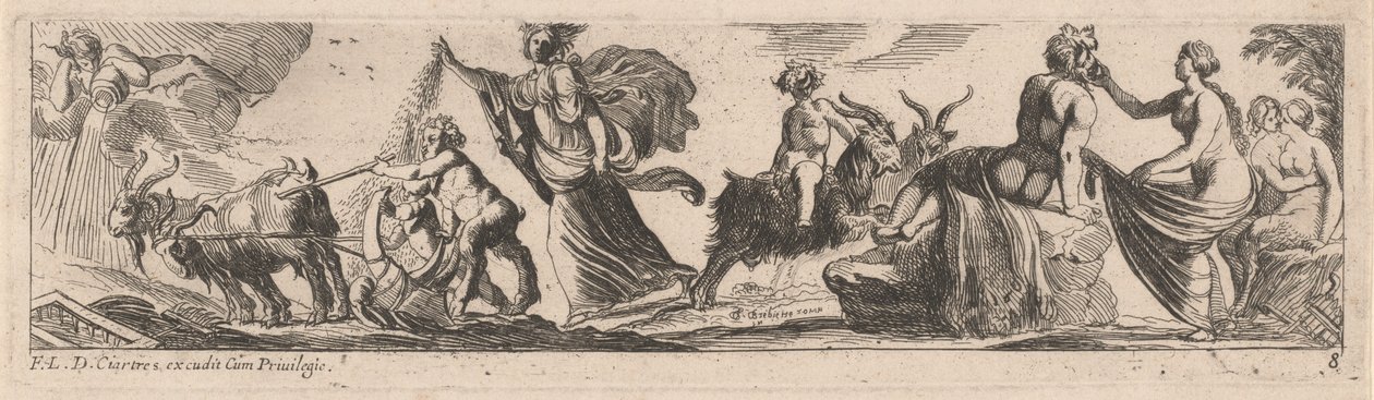 Satyr Bir Çift Keçi Sürerken by Pierre Brebiette