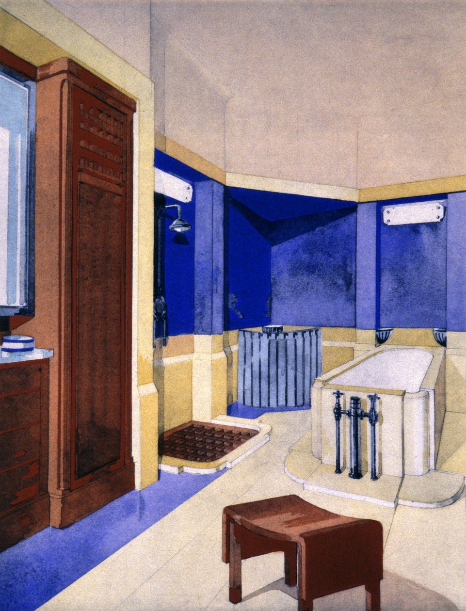 Banyo projesi, c. 1925 (guvaş) by Pierre Chareau