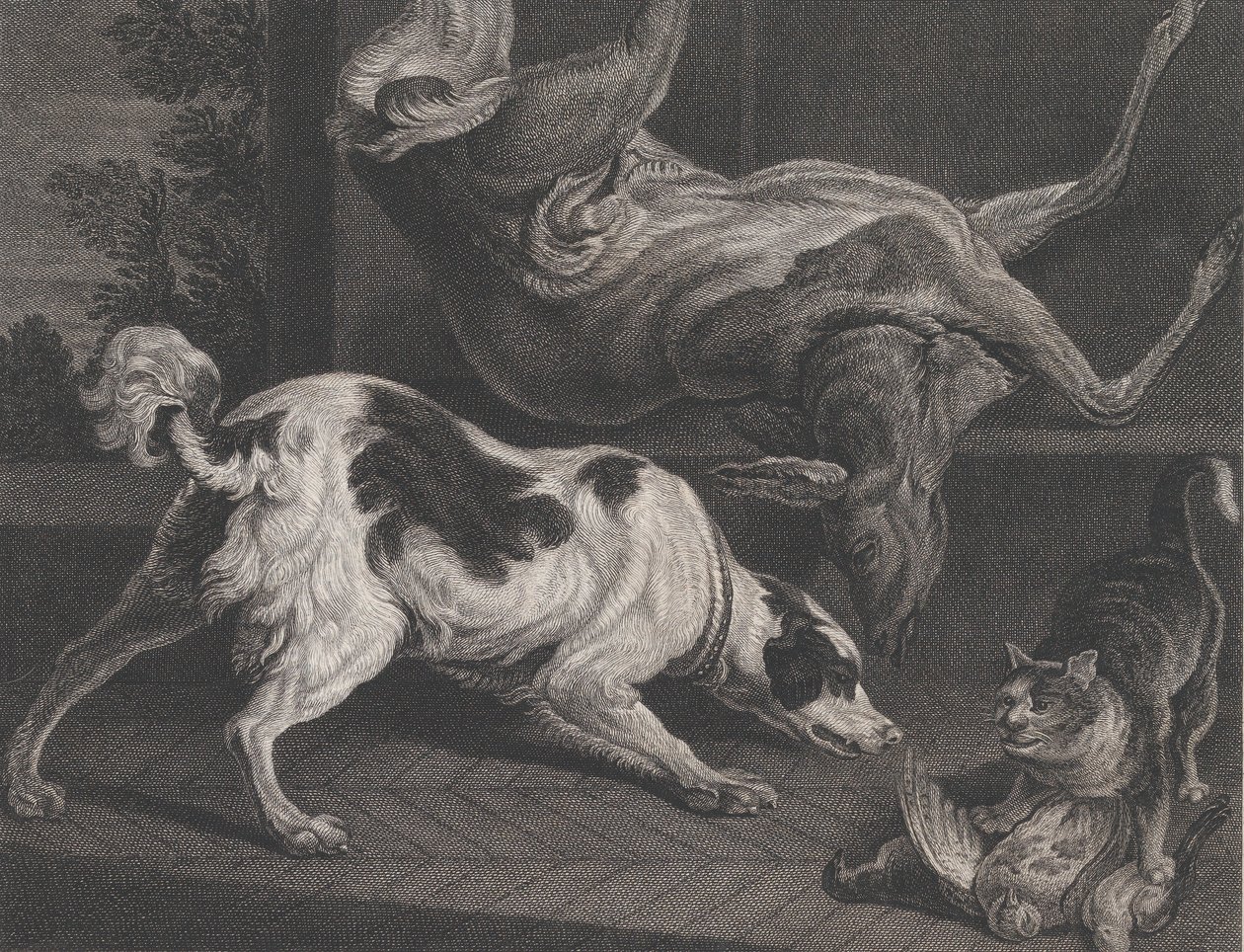 Köpekler ve Natürmort, 1778 by Pierre Charles Canot