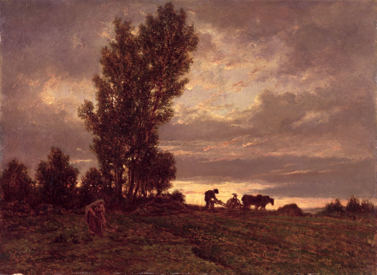 Bir pulluk ile manzara by Pierre Etienne Theodore Rousseau