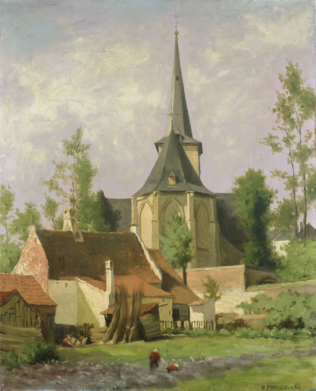 Arkadan Görülen Kilise, 1890-92 dolayları by Piet Mondrian