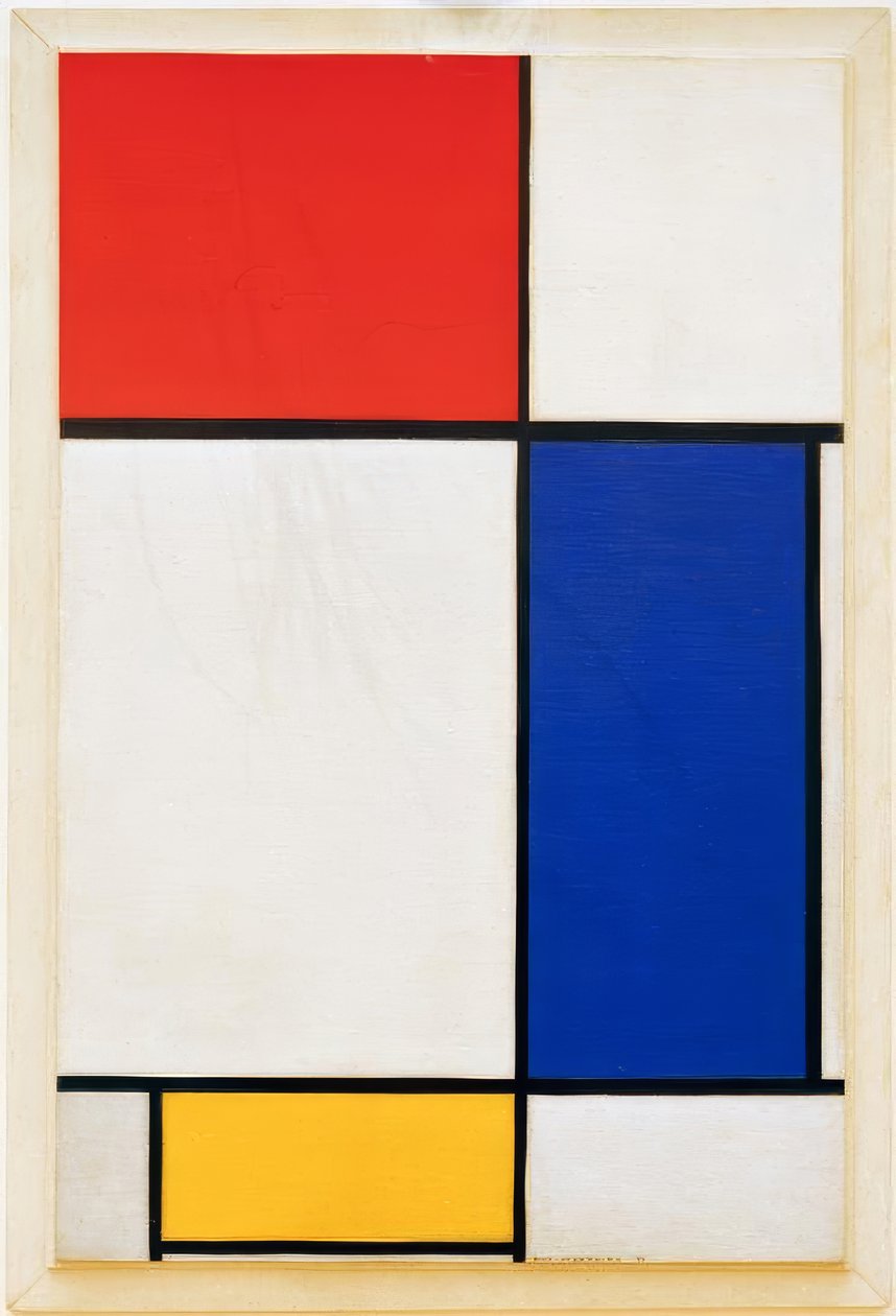 Kırmızı, sarı ve mavi ile kompozisyon by Piet Mondrian