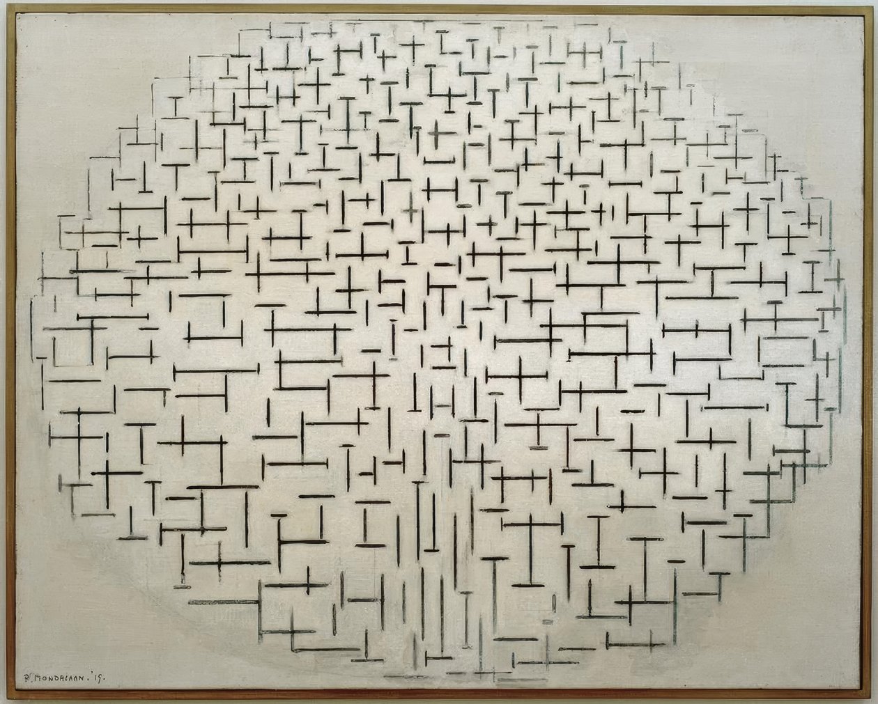 siyah beyaz kompozisyon 10; İskele ve okyanus by Piet Mondrian
