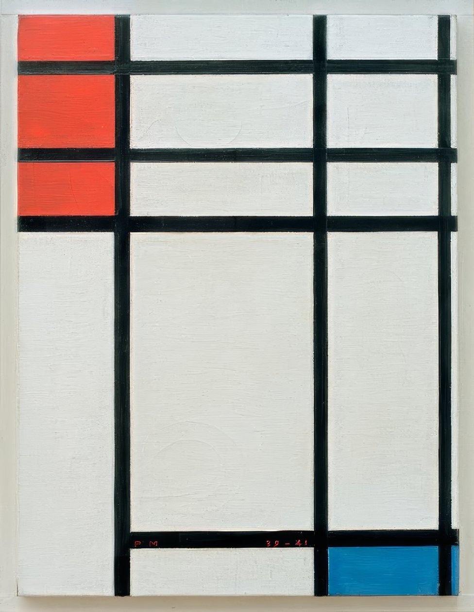 Kırmızı, mavi ve beyaz kompozisyon by Piet Mondrian
