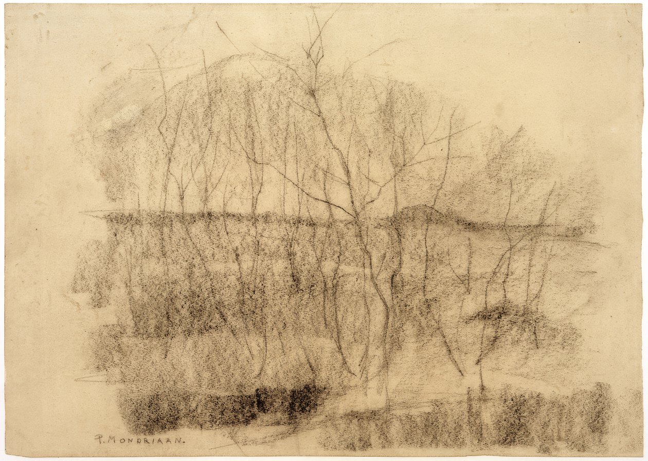 Ağaçlar ile manzara by Piet Mondrian