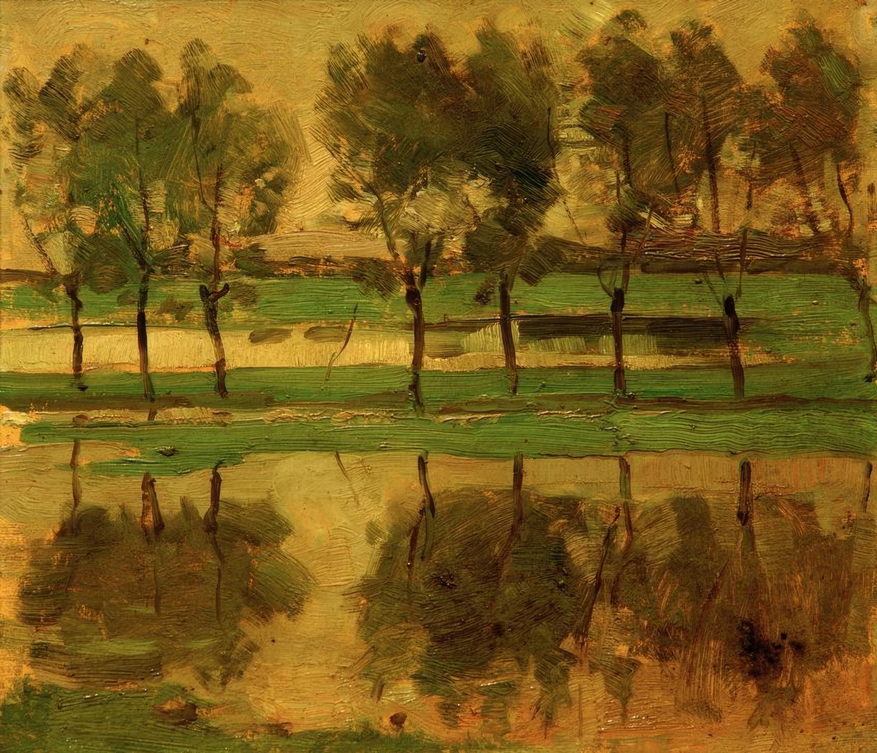 Güneş ile söğüt ağaçları by Piet Mondrian