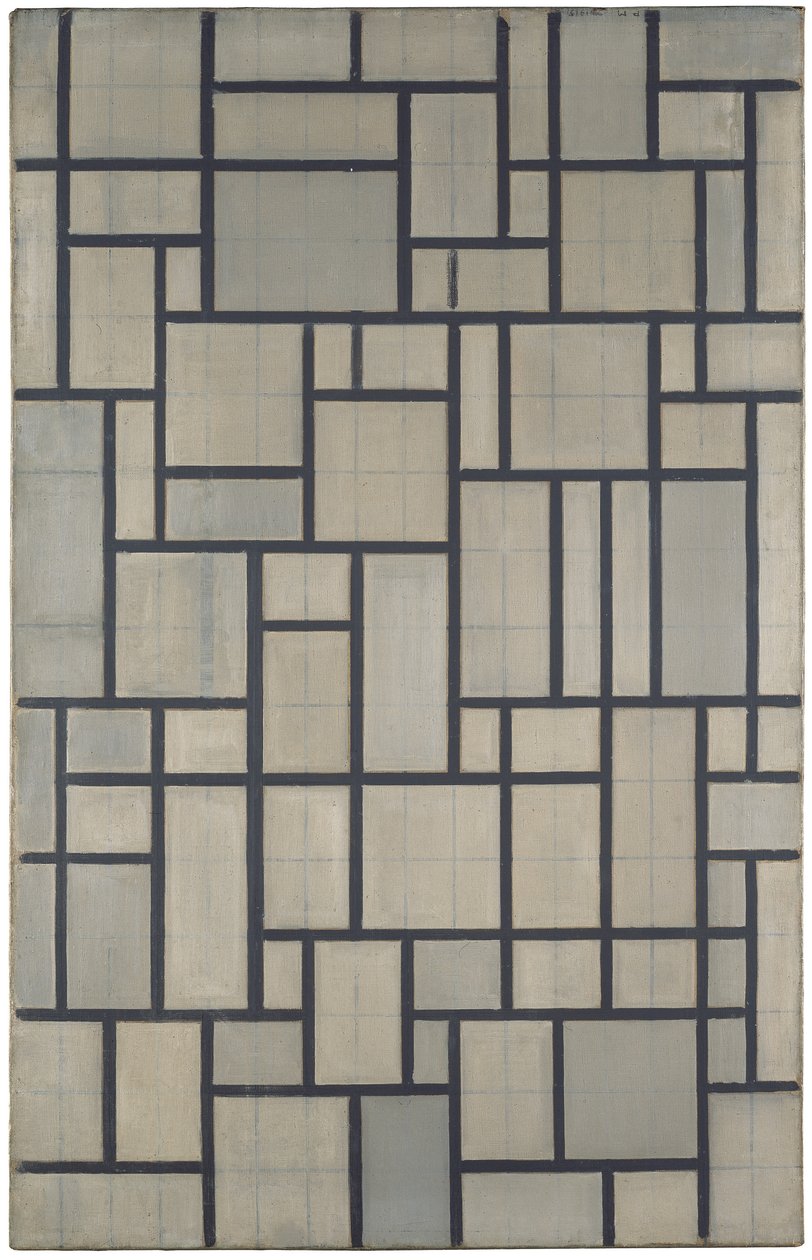 Izgara 2 ile kompozisyon by Piet Mondrian
