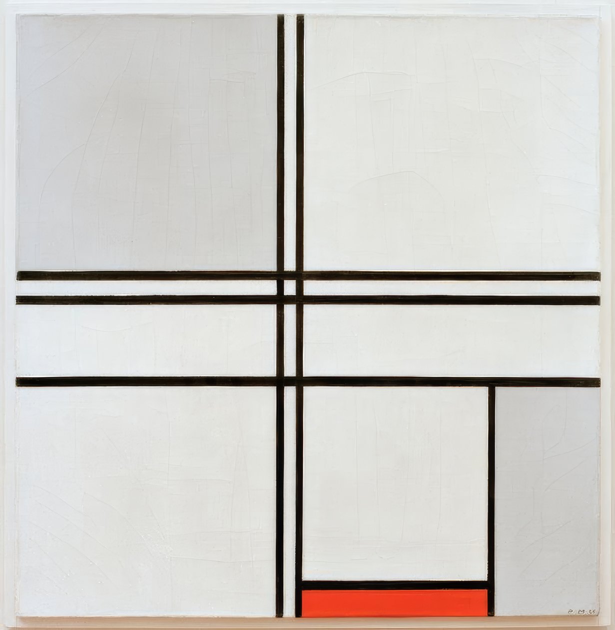 Kompozisyon gri-kırmızı by Piet Mondrian