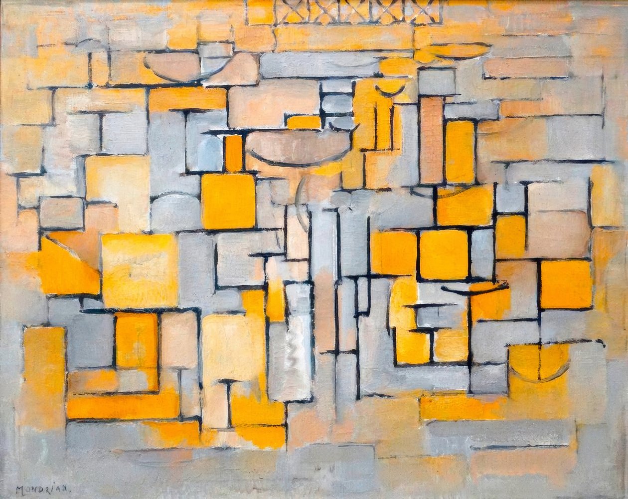 8 Numaralı Tablo (tuval üzerine yağlı boya) by Piet Mondrian