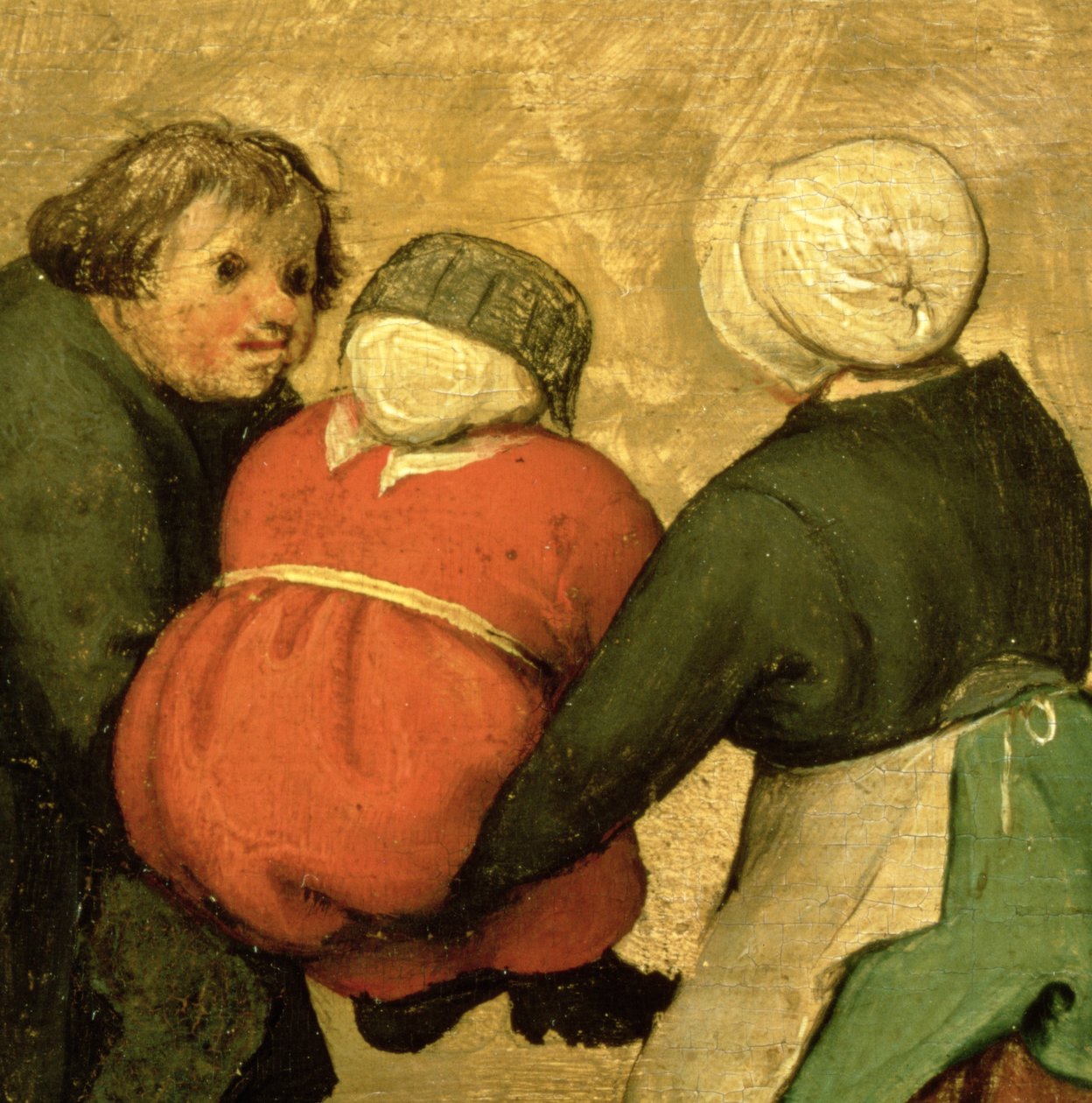 Çocuk Oyunları (Kinderspiele): iki kişi tarafından taşınan bir çocuğun detayı, 1560 (68945 detayı) by Pieter Bruegel the Elder