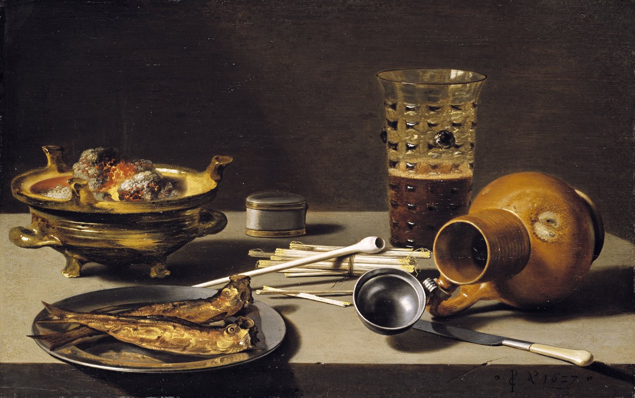 Natürmort, 1627 (meşe panel üzerine yağlı boya) by Pieter Claesz