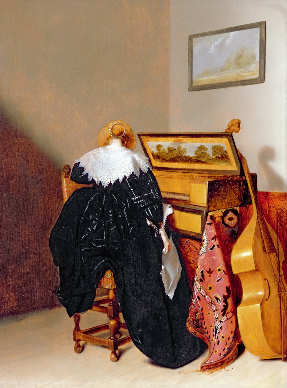 Bir Virginal tarafından oturan bayan by Pieter Codde