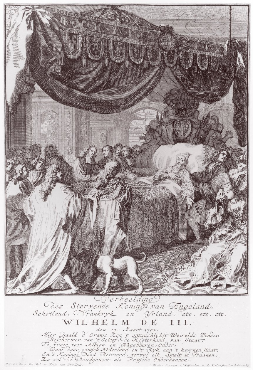 William III (1650-1702), ölüm döşeğinde, sanatçı tarafından oyulmuş by Pieter van den Berge