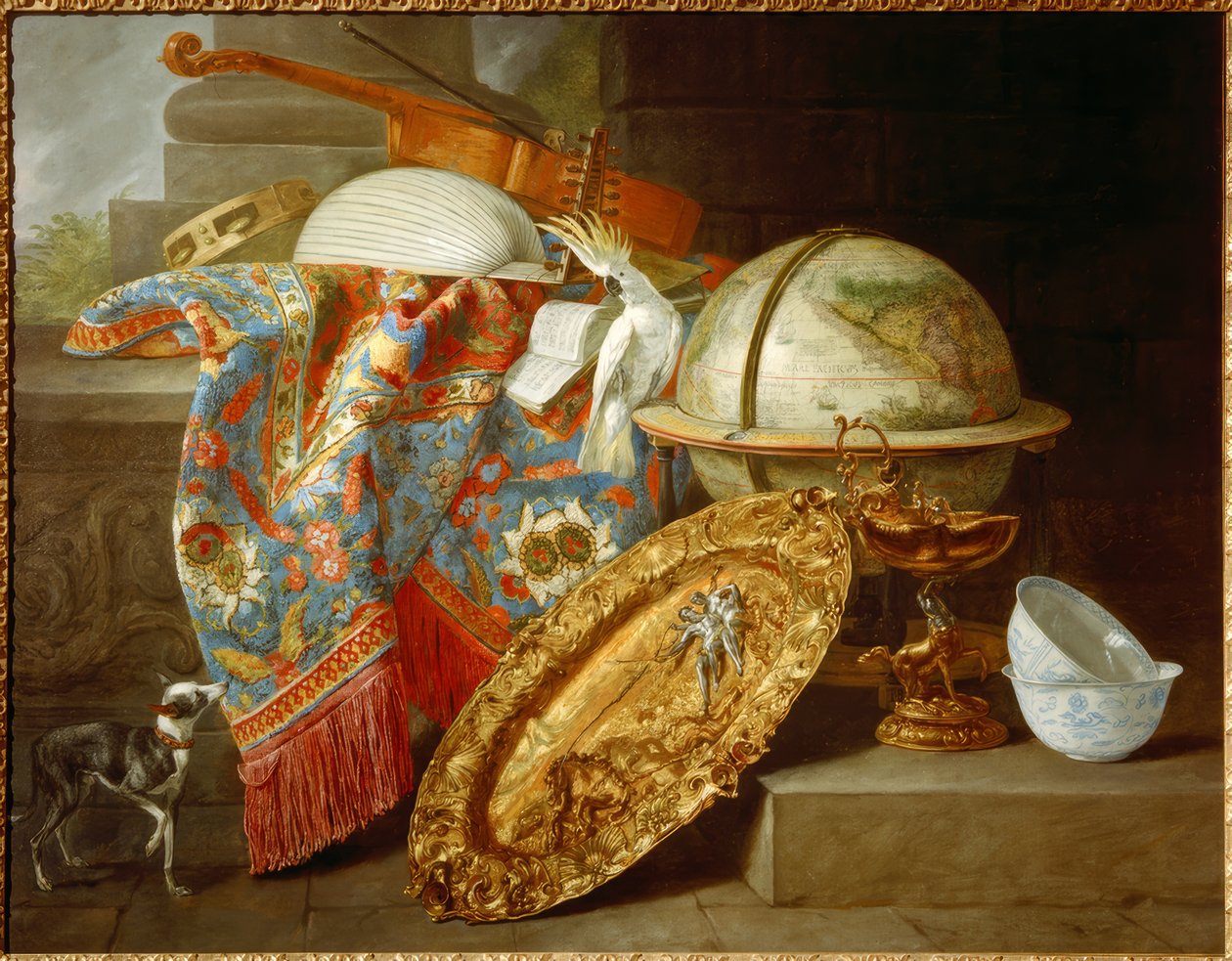 Küre ve kakadu ile natürmort by Pieter or Peter Boel